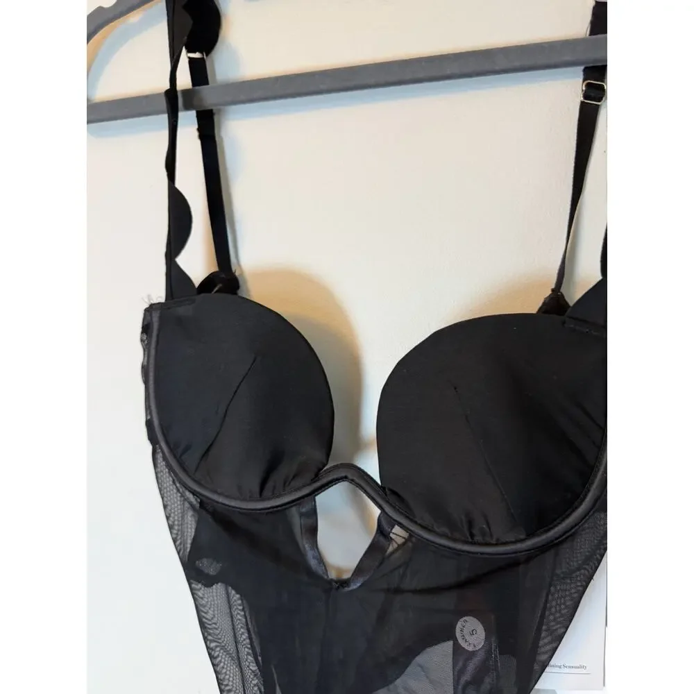 Bluebella Jasmine Underwire Bodysuit Black 32D NWT $98